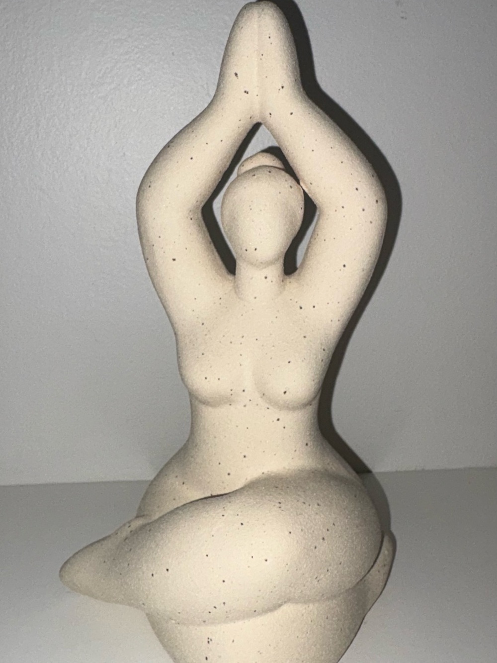 Neutral Speckled Ceramic Yoga Figure Accent